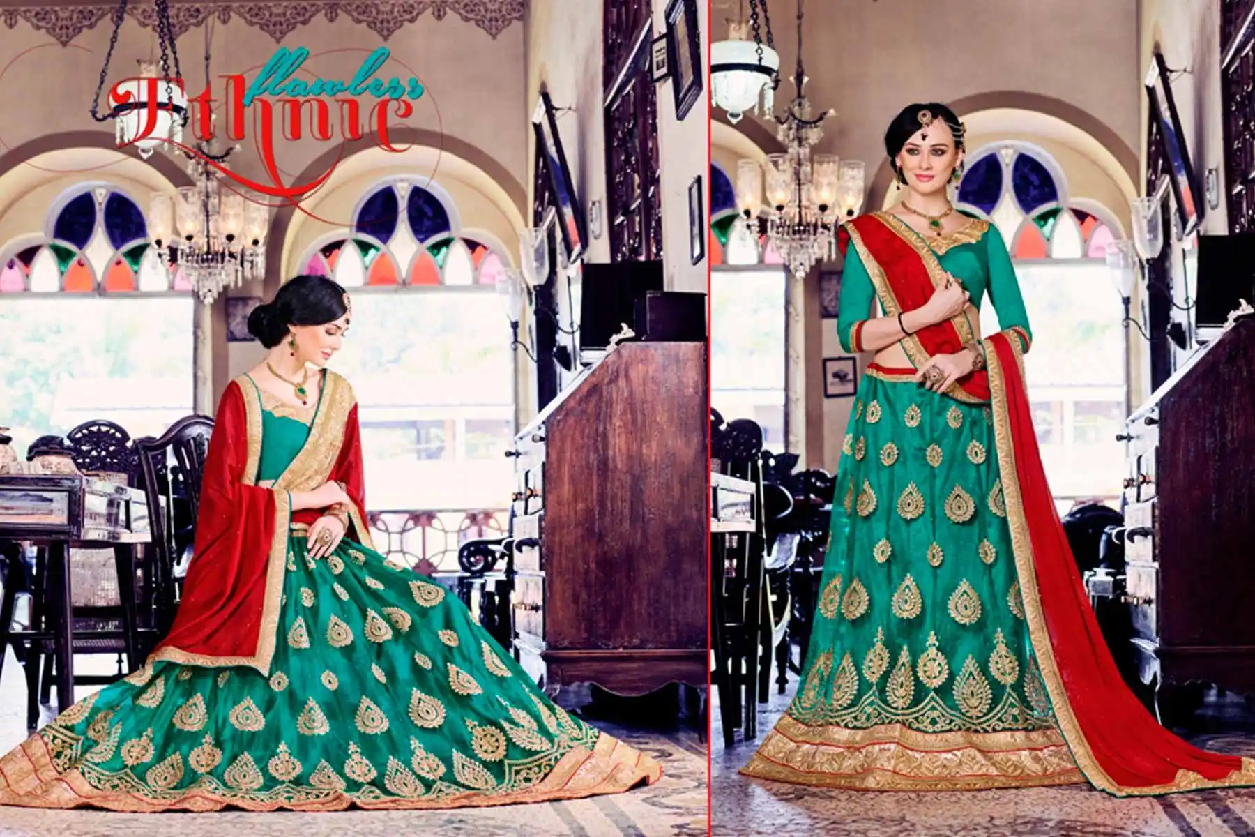 A Line Style Turquoise Color Net Traditional Wear Lehenga Choli | FH531880382