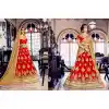 A Line Style Red Color Net Traditional Wear Lehenga Choli | FH531880383