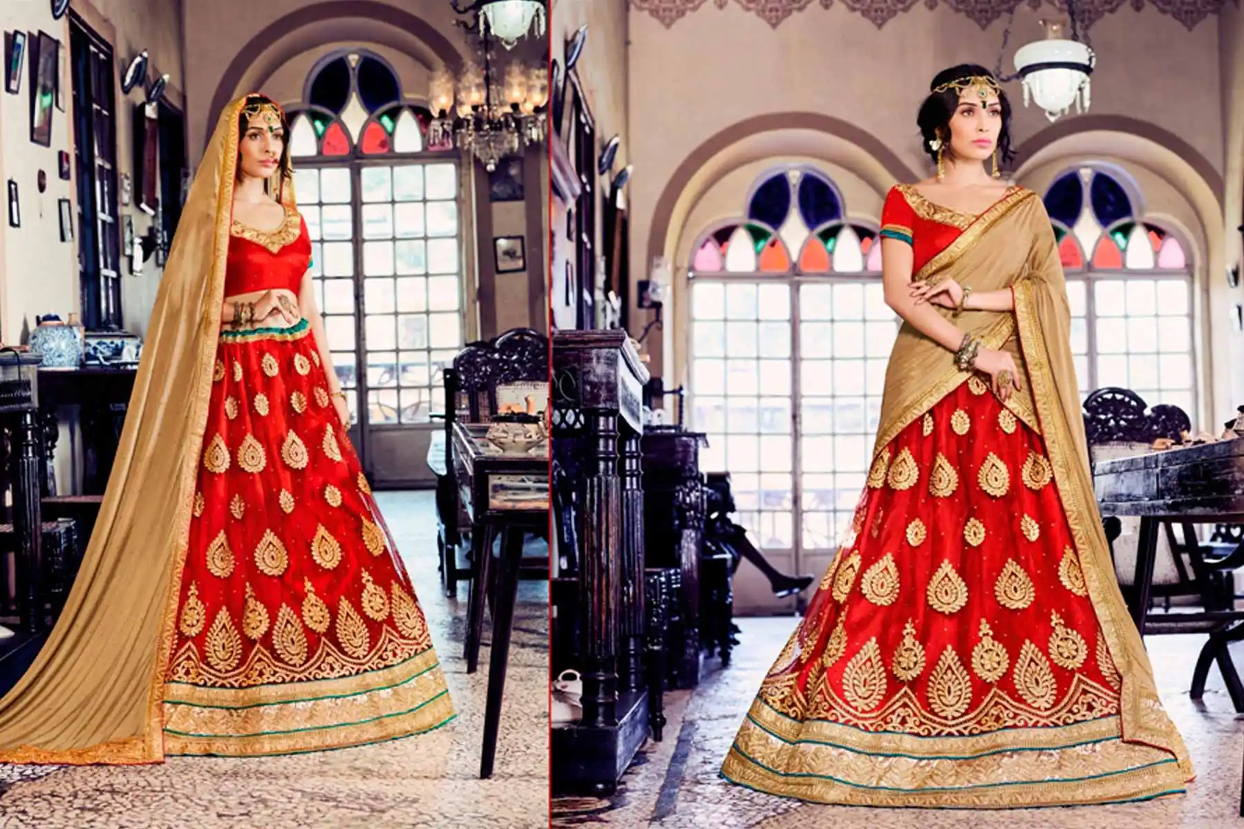 A Line Style Red Color Net Traditional Wear Lehenga Choli | FH531880383