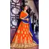 A Line Style Orange Color Net Traditional Wear Lehenga Choli | FH531880386