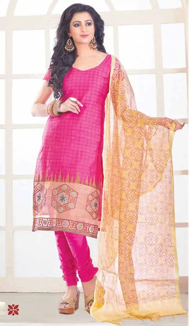 Up to 54 Size Plus size Readymade Salwar Kameez in Pink Color and Chanderi Silk | FH10701821