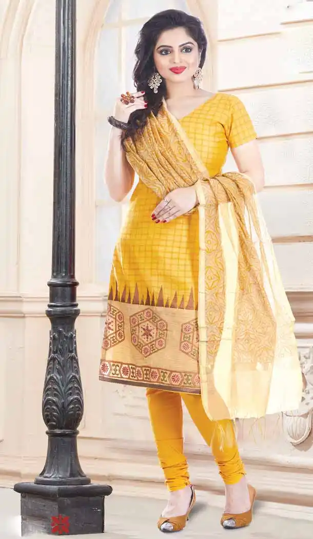 Up to 54 Size Plus size Readymade Salwar Kameez in Yellow Color and Chanderi Silk | FH10701822