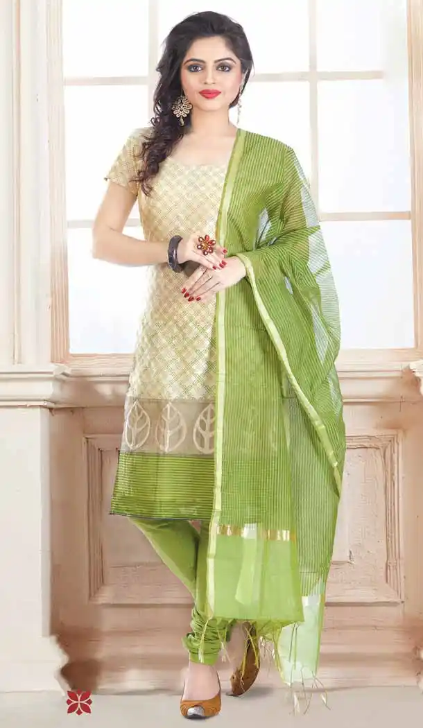 Up to 54 Size Plus size Readymade Salwar Kameez in Beige Green Color and Chanderi Silk | FH10701824