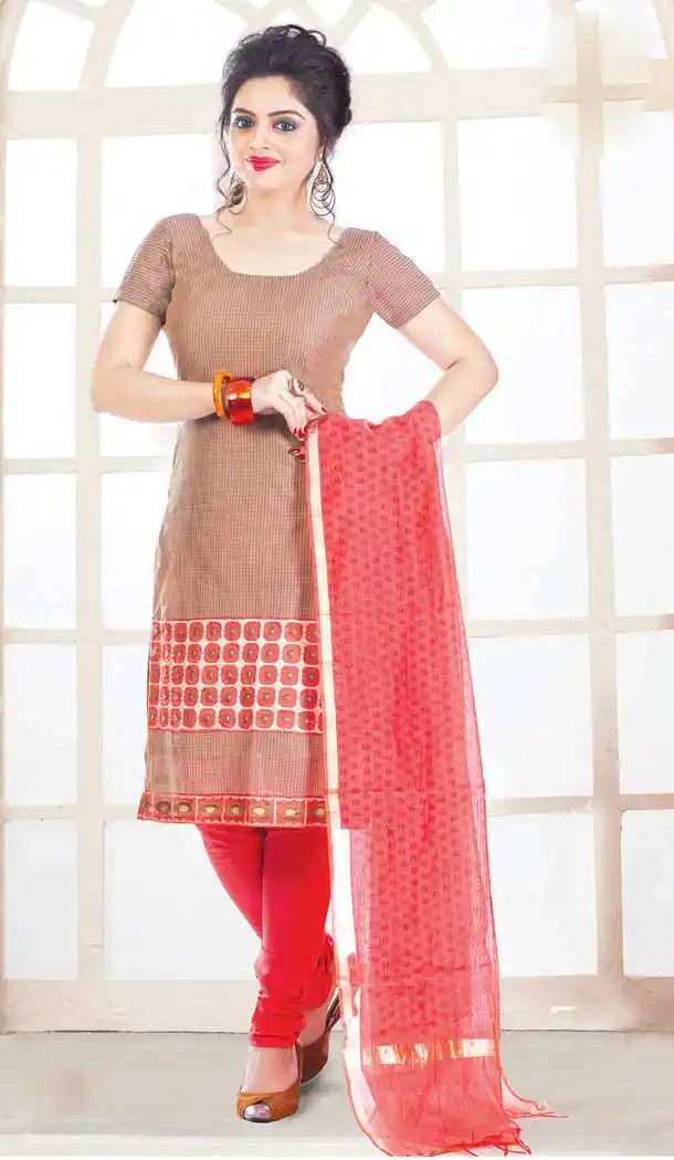 Up to 54 Size Plus size Readymade Salwar Kameez in Brown Color and Chanderi Silk | FH10701825