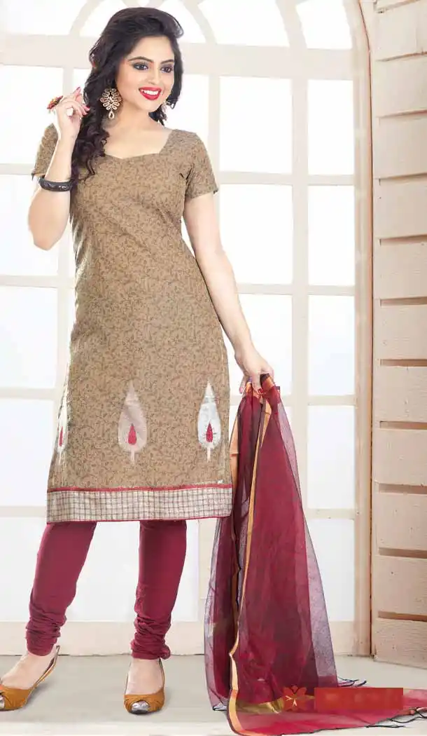 Up to 54 Size Plus size Readymade Salwar Kameez in Brown Color and Chanderi Silk | FH10701827
