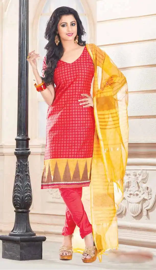 Up to 54 Size Plus size Readymade Salwar Kameez in Red Color and Chanderi Silk | FH10701829