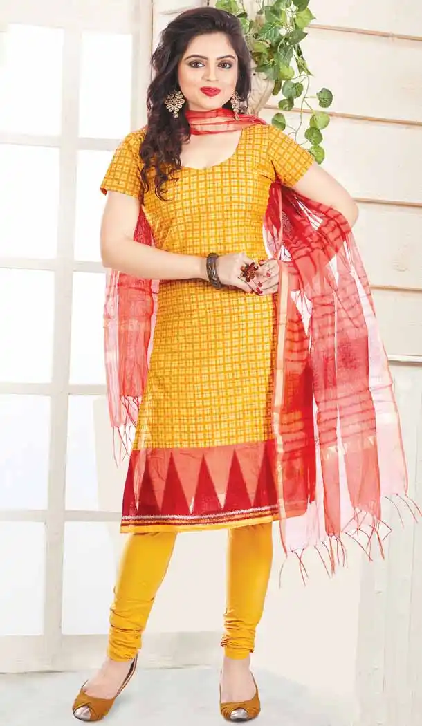 Up to 54 Size Plus size Readymade Salwar Kameez in Yellow Color and Chanderi Silk | FH10701830