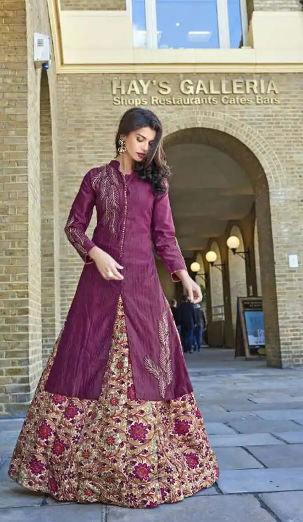 Fuchsia Color Silk Anarkali Style Party Wear Lehenga Kameez | FH533180544
