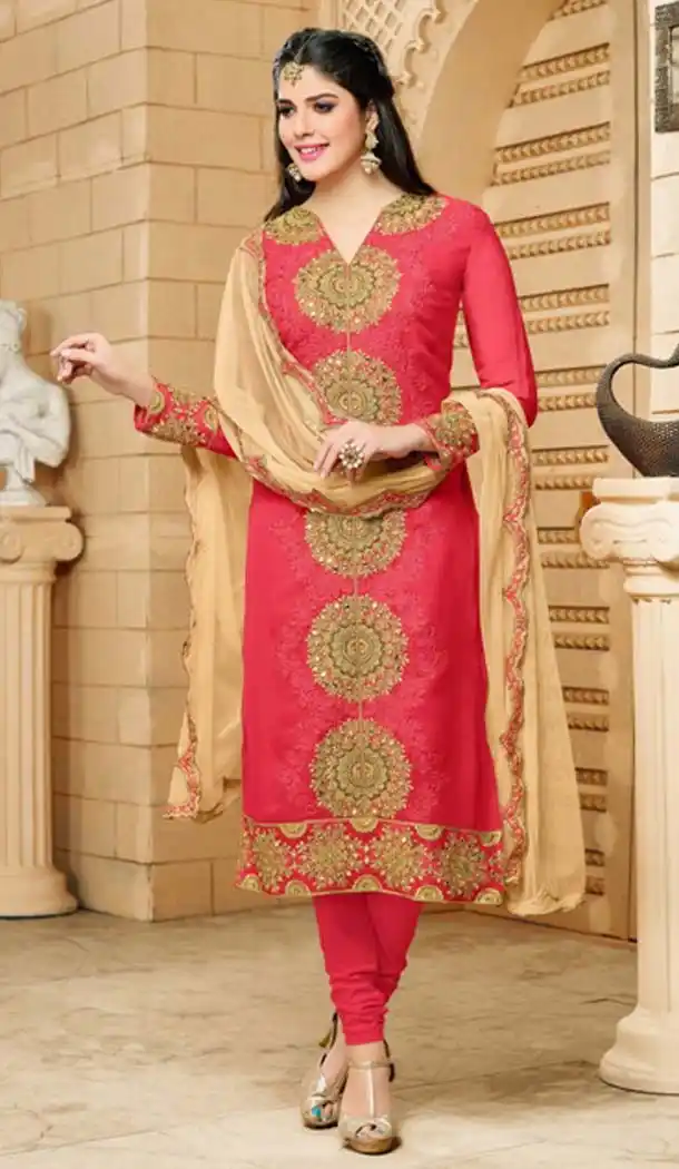 Crimson Color Georgette Evening Wear Salwar Kameez | FH533780599