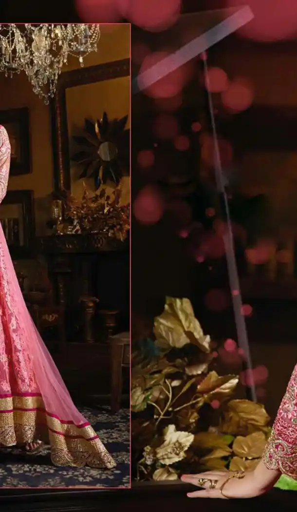 Rose Pink Color Net,Silk Long Pakistani Style Designer Salwar Kameez | FH534980807