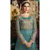 Greenish Blue Color Net Long Pakistani Style Designer Lehenga Kameez | FH534980811