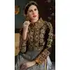Black Color Net,Velvet Long Pakistani Style Designer Churidar Kameez | FH534980812