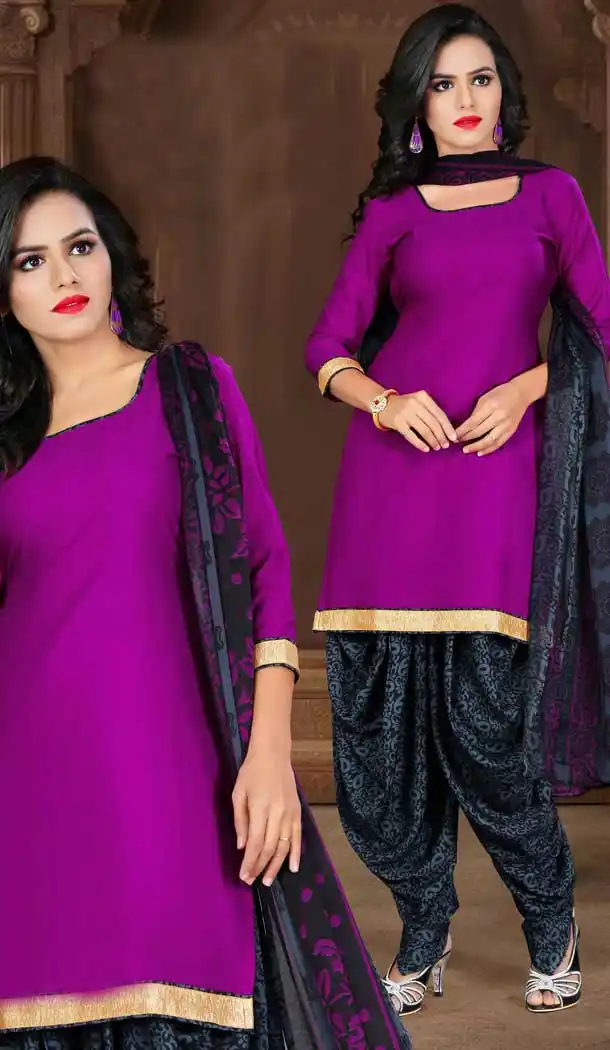 Deep Pink Color Crepe Silk Straight Cut Casual Wear Punjabi Patiyala Suit | FH535880781