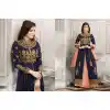 Navy Blue Color Silk Anarkali Style Party Wear Lehenga Suit | FH536280829