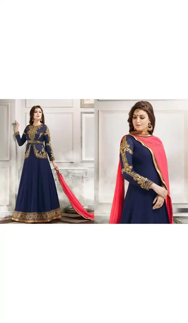Blue Color Silk Anarkali Style Party Wear Churidar Suit | FH536280831