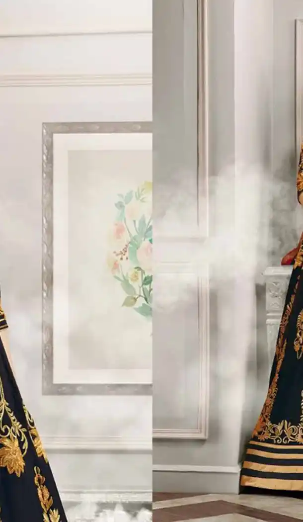 Black Color Silk Anarkali Style Party Wear Churidar Suit | FH536280833