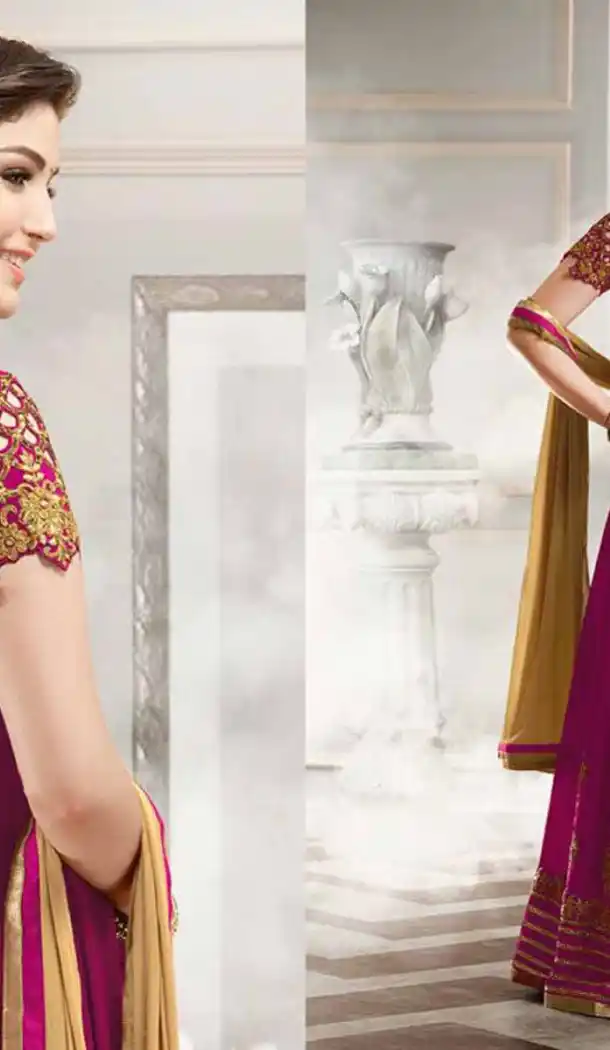 Deep Pink Color Silk Anarkali Style Party Wear Churidar Suit | FH536280834