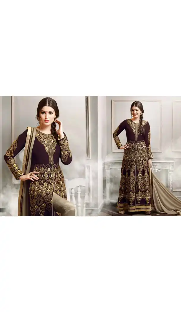 Maroon Color Silk Anarkali Style Party Wear Narrow Pants Suit | FH536280836