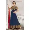 Blue Color Silk Anarkali Style Party Wear Narrow Pants Suit | FH536280837