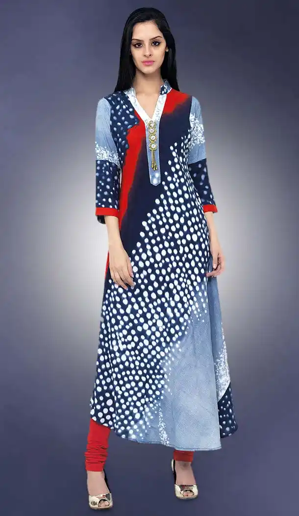 Blue Color Cotton Anarkali Style Party Wear Readymade Kurtis | FH536780902