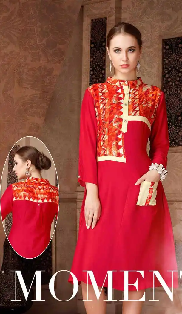 Deep Pink Color Cotton Straight Style Party Wear Readymade Tunic Top | FH537781020
