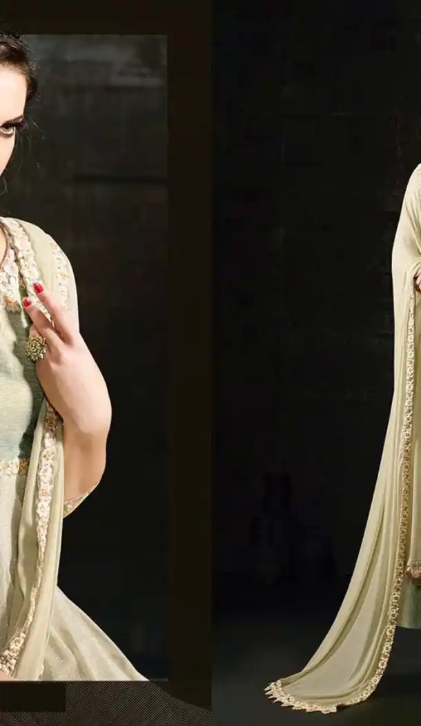 Aloe Vera Green Color Banarasi Silk Anarkali Style Chudidar Kameez | FH539081139