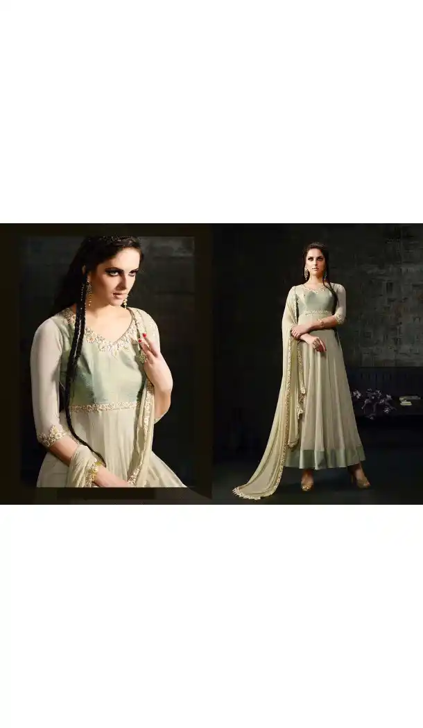 Aloe Vera Green Color Banarasi Silk Anarkali Style Chudidar Kameez | FH539081139