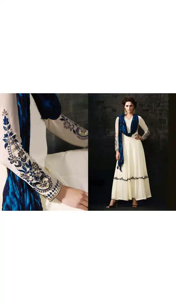 White Color Georgette Anarkali Style Churidar Kameez | FH539081142