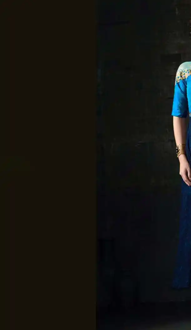 Aqua Blue Color Georgette Anarkali Style Churidar Kameez | FH539081143