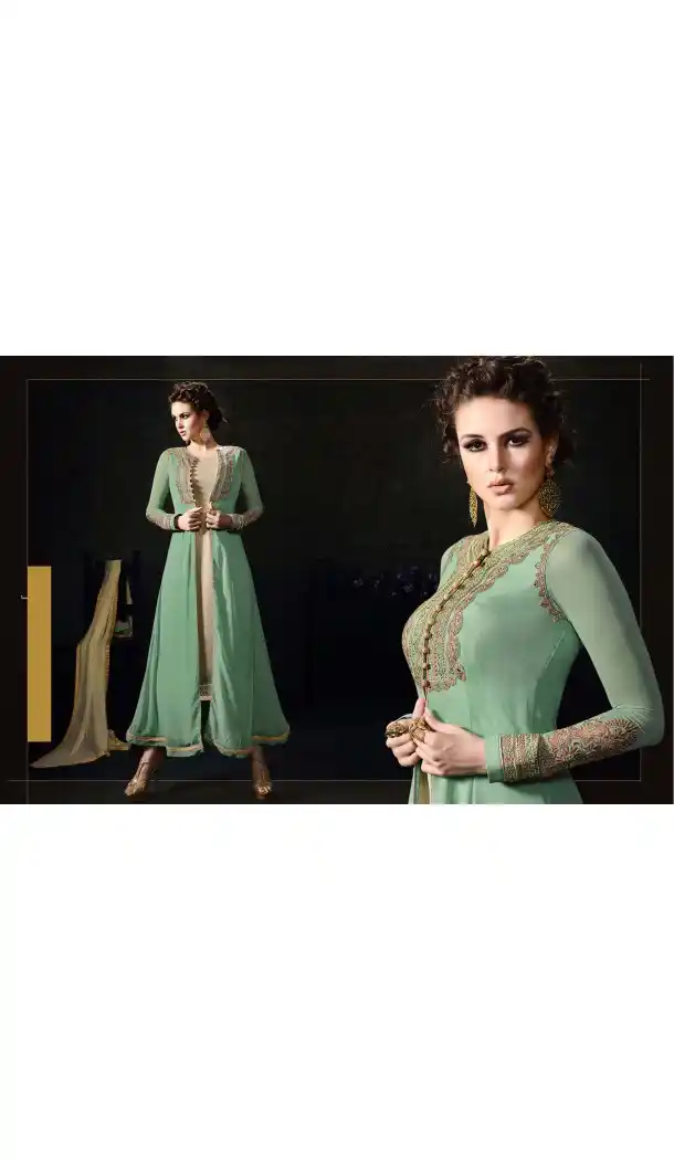 Beige Color Georgette A Line Style Churidar Kameez | FH539081146