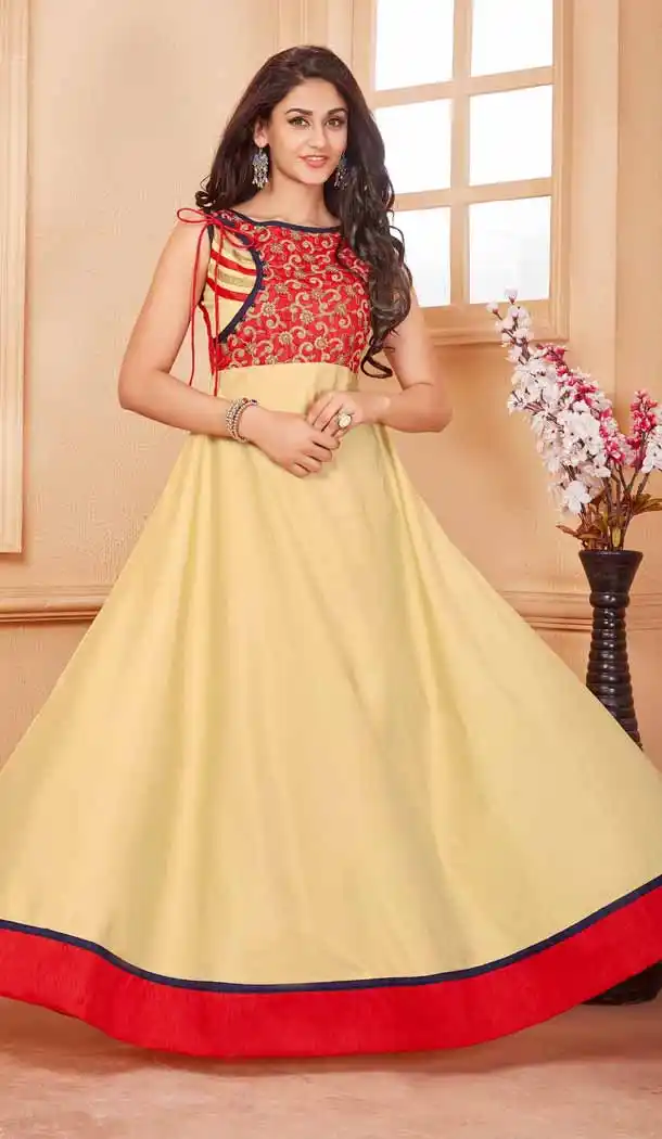 Silk Fabric Pink Color A-line Style Readymade Kurtis | FH539381160