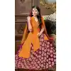 Orange Color Silk Achkan Style Evening Wear Lehenga Suit | FH539681182