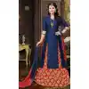 Navy Blue Color Silk Achkan Style Evening Wear Lehenga Suit | FH539681183
