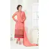 Salmon Color Georgette Straight Cut Evening Wear Chudidar Kameez | FH540181236