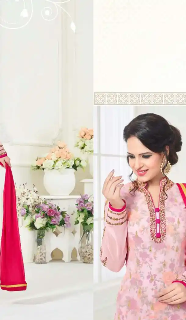 Mistyrose Color Georgette Straight Cut Evening Wear Chudidar Kameez | FH540181240