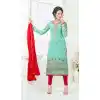 Turquoise Color Georgette Straight Cut Evening Wear Chudidar Kameez | FH540181241