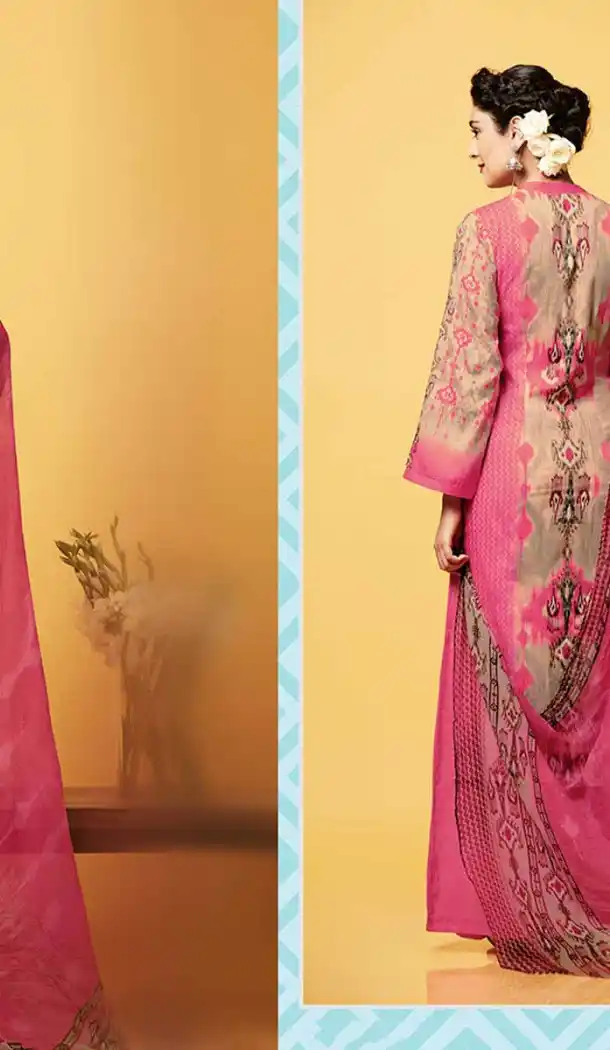 Salmon Color Chiffon Printed Evening Wear Palazzo Pant Dress | FH540381256