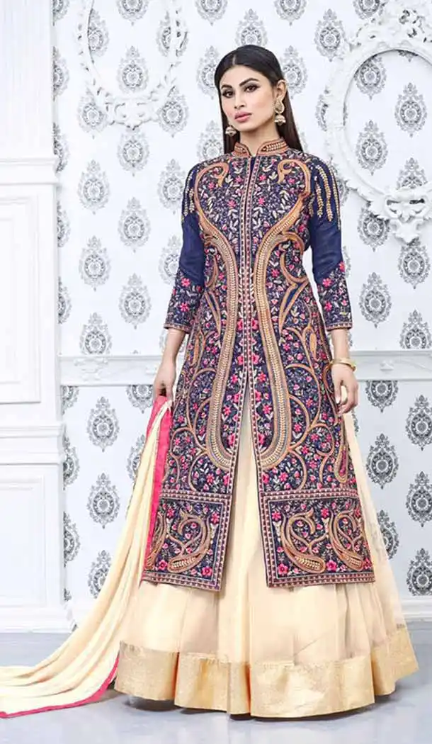 Blue Color Georgette Achkan Style Evening Wear Salwar Kameez | FH540781297