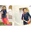 Navy Blue Color Cotton Straight Cut Casual Wear Punjabi Patiyala Dress | FH542081413