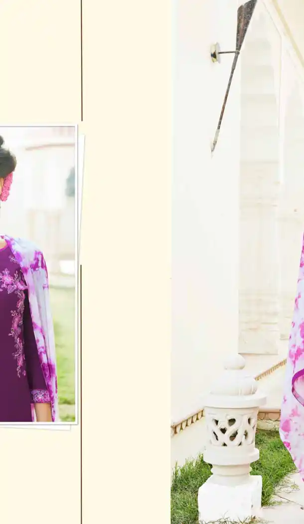 Lavender Color Cotton Straight Cut Casual Wear Punjabi Patiyala Dress | FH542081416