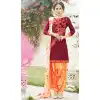 Maroon Color Cotton Straight Cut Casual Wear Punjabi Patiyala Dress | FH542081417