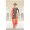 Slate Grey Color Cotton Straight Cut Casual Wear Punjabi Patiyala Dress | FH542081418