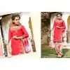 Red Color Cotton Straight Cut Casual Wear Punjabi Patiyala Dress | FH542081419