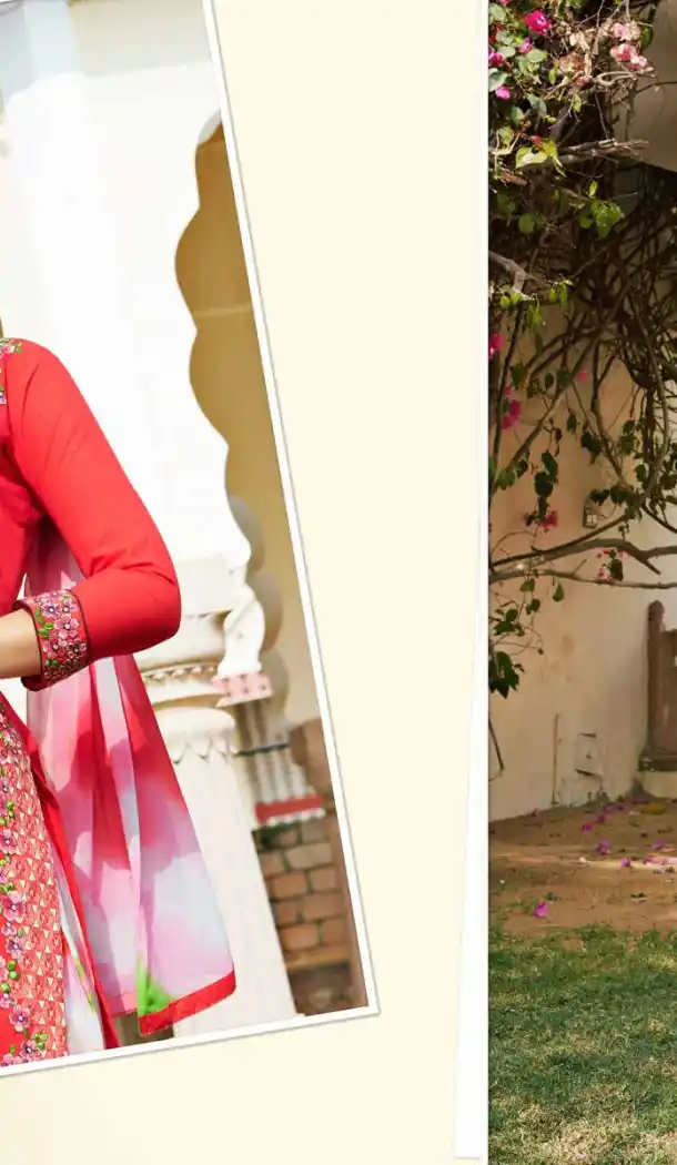 Red Color Cotton Straight Cut Casual Wear Punjabi Patiyala Dress | FH542081419