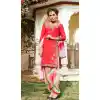Red Color Cotton Straight Cut Casual Wear Punjabi Patiyala Dress | FH542081419