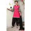 Deep Pink Color Cotton Straight Cut Daily Wear Punjabi Patiyala Dresses | FH543681596