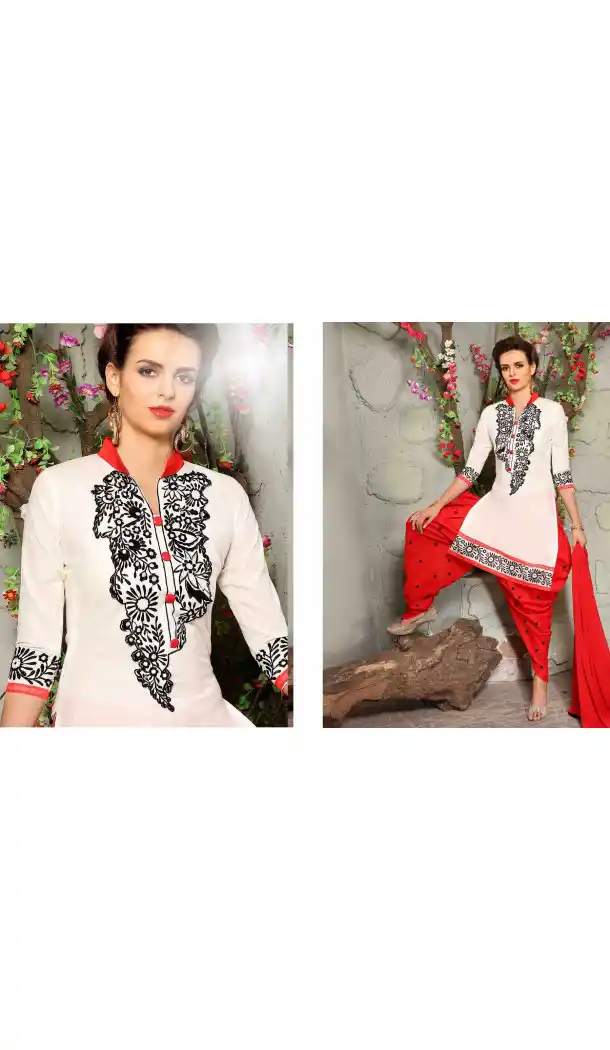 White Color Cotton Straight Cut Daily Wear Punjabi Patiyala Dresses | FH543681599