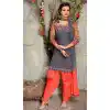 Grey Color Cotton Straight Cut Daily Wear Punjabi Patiyala Dresses | FH543681600