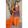 Navy Blue Color Cotton Straight Cut Daily Wear Punjabi Patiyala Dresses | FH543681601