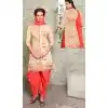 Beige Color Cotton Straight Cut Daily Wear Punjabi Patiyala Dresses | FH543681604